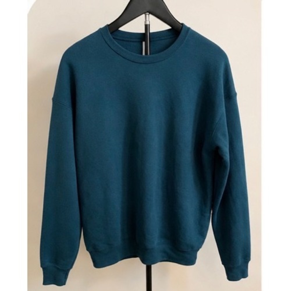 Bella+Canvas Fleece Collection Teal Blue Crewneck Sweatshirt Small Drop Shoulder